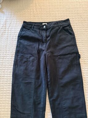 Black Utility Straight-Leg Cropped Pant